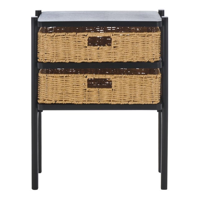 Rozalyn 2 Drawer Accent Table in Matte Black For Sale