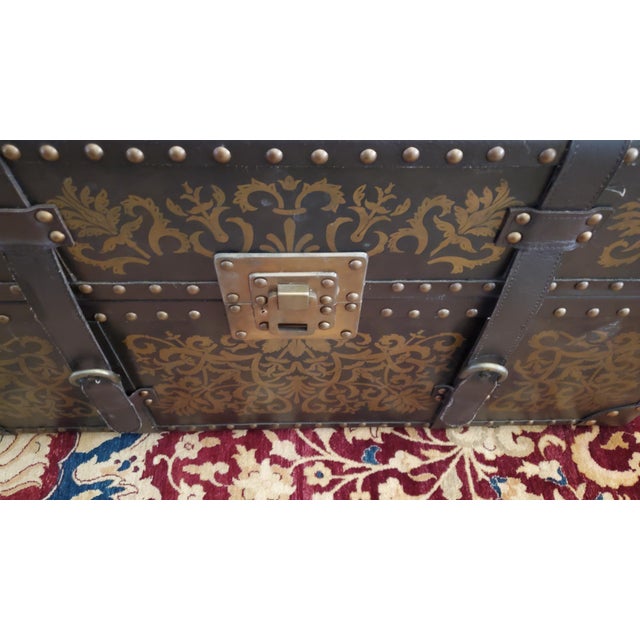Brown Rare Frontgate Special Edition Etched and Brass Trunk Tables (Coffee & 2 End Tables) - 1 of 135 For Sale - Image 8 of 9
