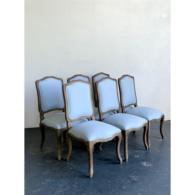 Vintage Carved Wood Dining Chairs With Blue Upholstery - Set of 6 For Sale - Image 13 of 13