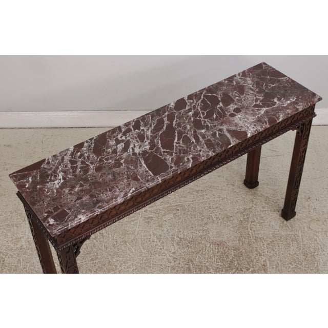 Henredon Mahogany Marble Top Console Table For Sale In Philadelphia - Image 6 of 15