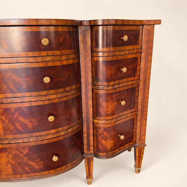 Late 20th Century Maitland-Smith Flame Mahogany Demilune Commode For Sale In New York - Image 6 of 11