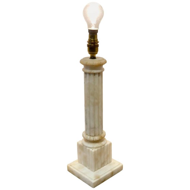 White Marble Corinthian Column Table Lamp, 1900s For Sale - Image 11 of 11