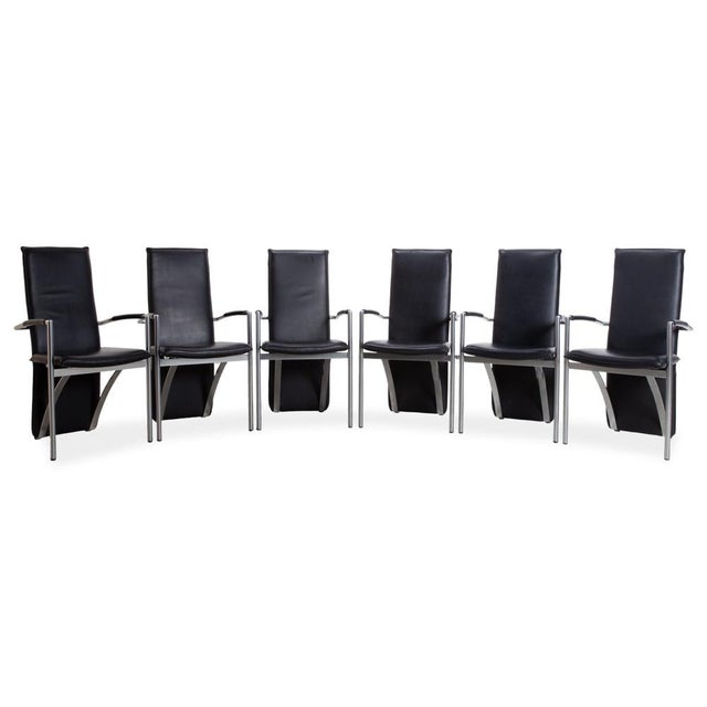 RST Chair Dining Chairs in Black Leather from Ronald Schmitt, Set of 6 For Sale - Image 12 of 12