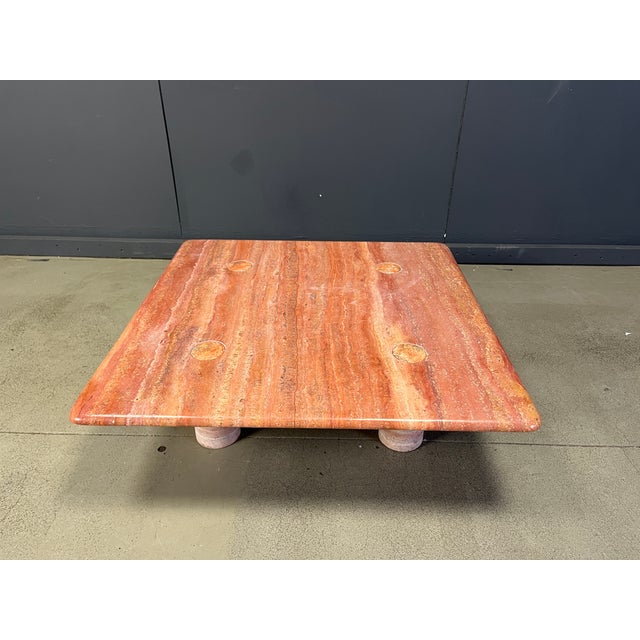 Red Travertine Coffee Table by Angelo Mangiarotti for Up&Up, Italy, 1970s For Sale - Image 14 of 15