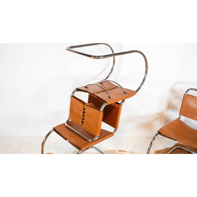 1970s Mies Van Der Rohe Attr. 'Mr10'. Cognac Leather Chairs - Set of 4 For Sale - Image 17 of 17