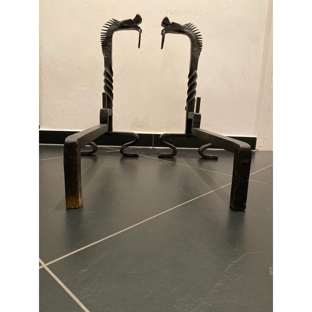 Dragon Chimney Stackers in the style of Gilbert Poillerat, France, 1930s, Set of 2 For Sale - Image 17 of 18