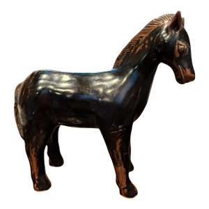 Antique 19th Century Chinese Figure of a Horse in Mottled Brown Glaze