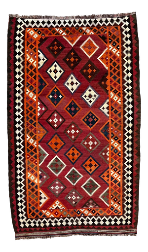 Vintage Middle Eastern Qasgai Kilim Rug
