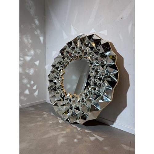 Glass Sculptural Faceted Sunburst Mirror For Sale - Image 7 of 7
