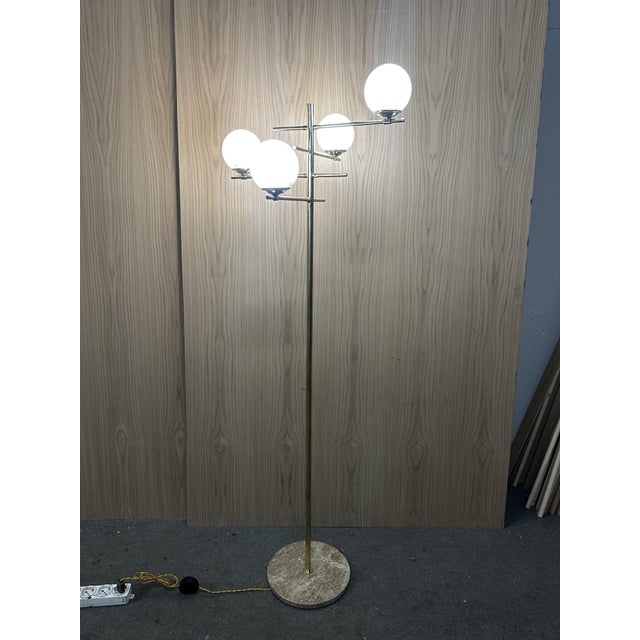 Metal Floor Lamp with Opal Glass For Sale - Image 7 of 13