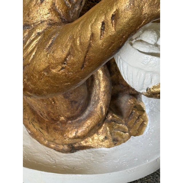 Plastic Late 20th Century Palm Beach Regency White Lacquered Parcel Gilt Monkey Side Table - Newly Painted For Sale - Image 7 of 14