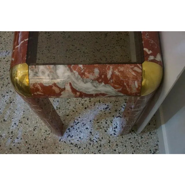 Modern 6ft X 28"h Marble Console Table Karl Springer Style For Sale - Image 3 of 12