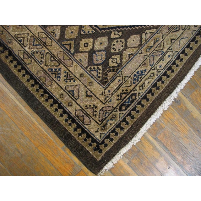 1890s Brown Medallion Antique Persian Serab Rug 3'5" X 16' Handknotted Wool Carpet For Sale In New York - Image 6 of 6