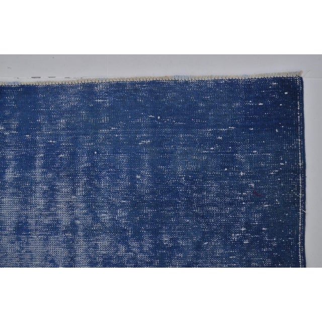 Textile Blue Vintage Handknotted Wool Carpet For Sale - Image 7 of 10