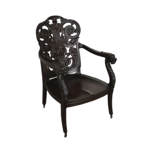 Antique 19th Century Renaissance Carved Mahogany Arm Chair