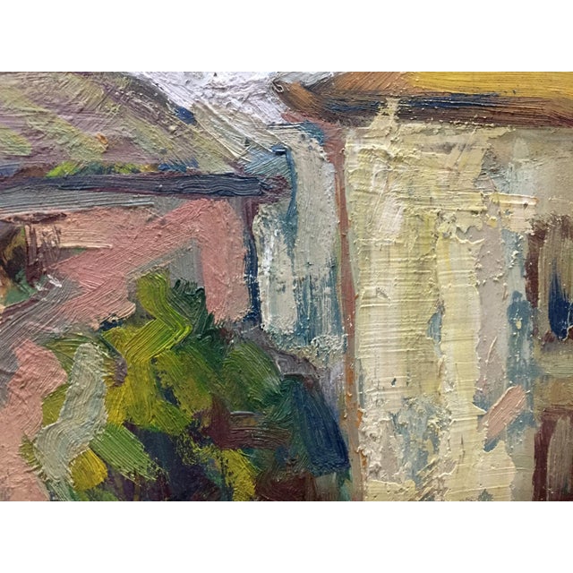 Paper 1970s Oil Painting City Landscape For Sale - Image 7 of 10