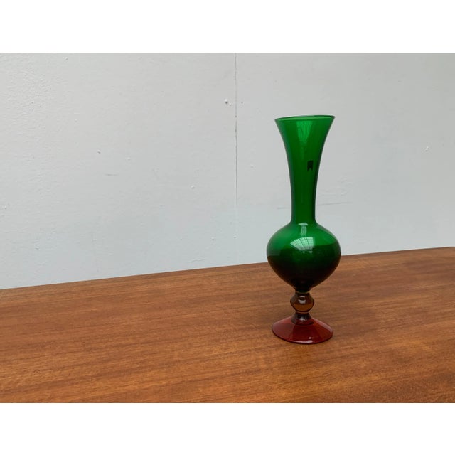 Green Vintage Italian Ornamental Glass Vase For Sale - Image 8 of 18
