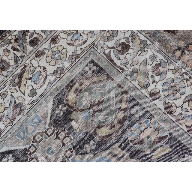 Antique Persian Hamadan Rug With Floral Medallion Design in Soft Earthy Tones 5'1"x8'7" For Sale - Image 10 of 10