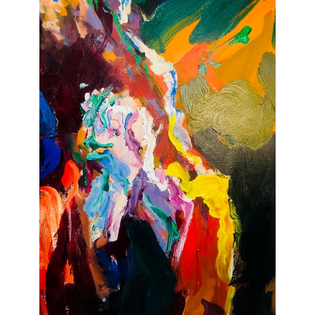 Red 1970s Vintage Javier Cabada Monumental Painting For Sale - Image 8 of 10