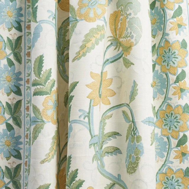 Not Yet Made - Made To Order Sample - Schumacher Indali Bordered Linen Fabric in Citron & Mineral For Sale - Image 5 of 6