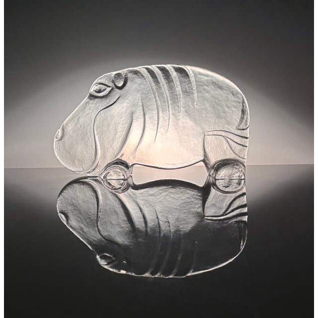 Large Glass Art Hippo Animal Figurine by Bertil Vallien for Kosta Boda, 1970s For Sale - Image 11 of 11