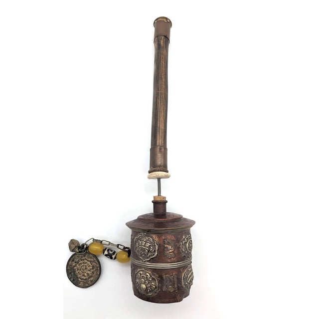 Wood Tibetan "Mani Khorlo" Prayer Wheel For Sale - Image 7 of 7
