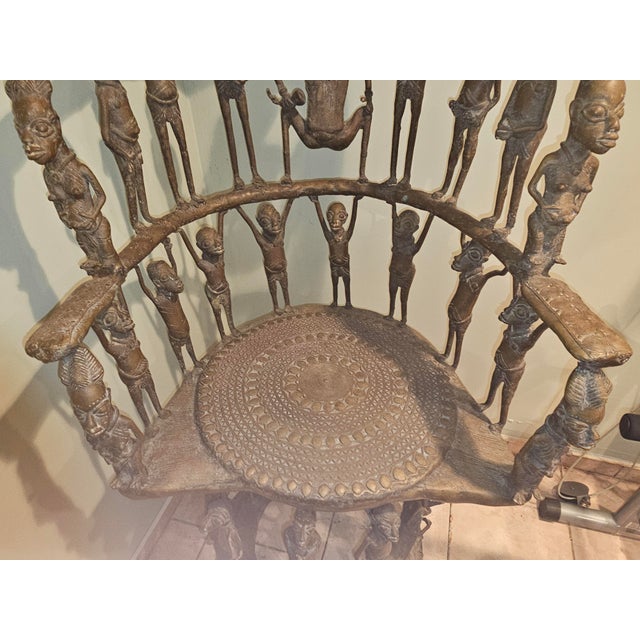 Make an unforgettable architectural statement with this monumental, bronze ceremonial throne. Capturing the royal arts of...
