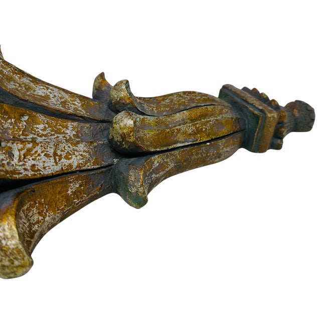 Plastic Vintage 1980s Gilded Wall Brackets Pair | Ornate Italian Style Acanthus Leaf Resin Corbels | Regency Hollywood Glam Wall Shelves Decor For Sale - Image 7 of 18
