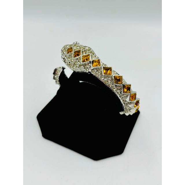Kenneth Jay Lane 1980s Kenneth Jay Lane Amber Crystal Snake Bracelet For Sale - Image 4 of 11