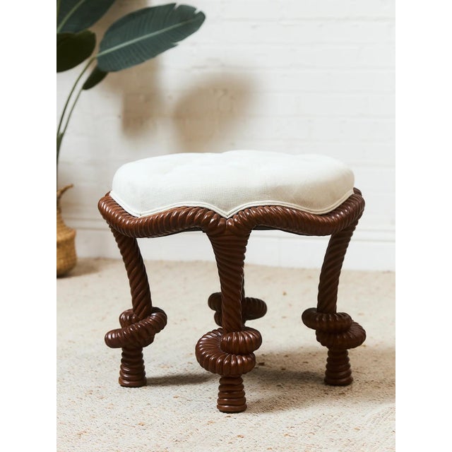 Mid-Century Modern Mid 20th Century Mahogany Rope-Twist Stool For Sale - Image 3 of 10