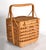 1950s French Bamboo Wicker 2 Wine Bottle Picnic Basket Bohemian Chic Mid-Century For Sale - Image 13 of 16