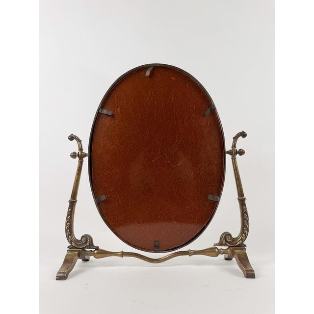 Mid-Century Italian Neoclassical Oval Cast Brass Vanity Mirror, 1950s For Sale - Image 18 of 18