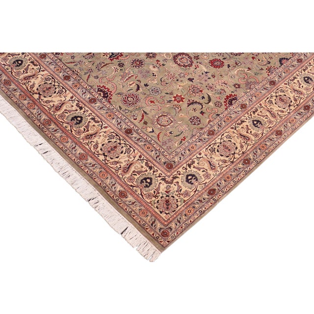 Renaissance Elegant 1990's Green/Beige Wool Rug - 8'1'' X 10'4'' For Sale - Image 3 of 9