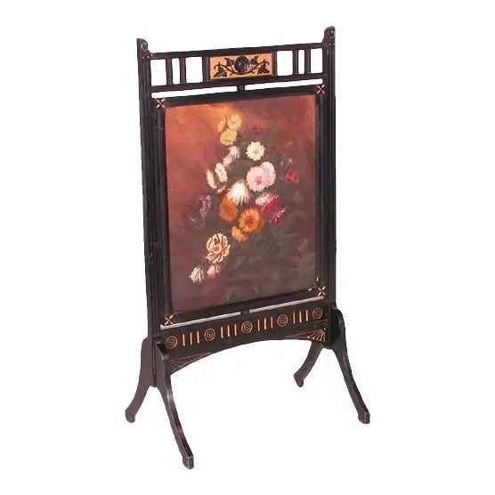 Vintage Victorian Fireplace Ebony Colored Screen For Sale - Image 11 of 11