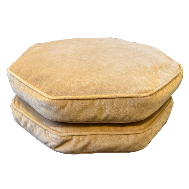 2020s Pair of Mohair Poufs For Sale - Image 5 of 5