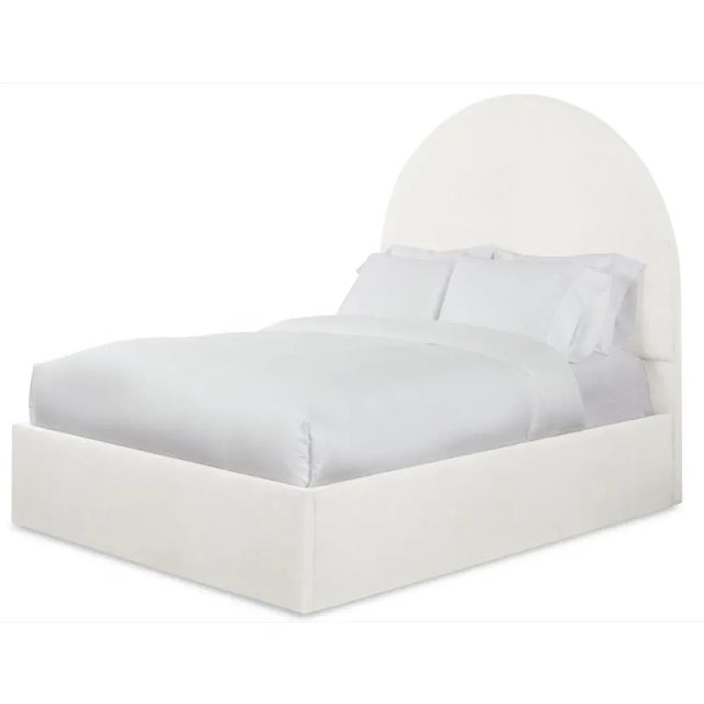 Modern Poppy Full/Double Bedframe, Ivory Velvet For Sale - Image 3 of 4