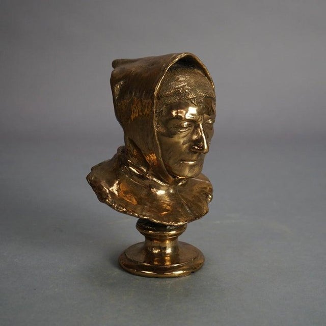 Antique Cast Bronze Bust of a Woman C1890 For Sale - Image 6 of 9