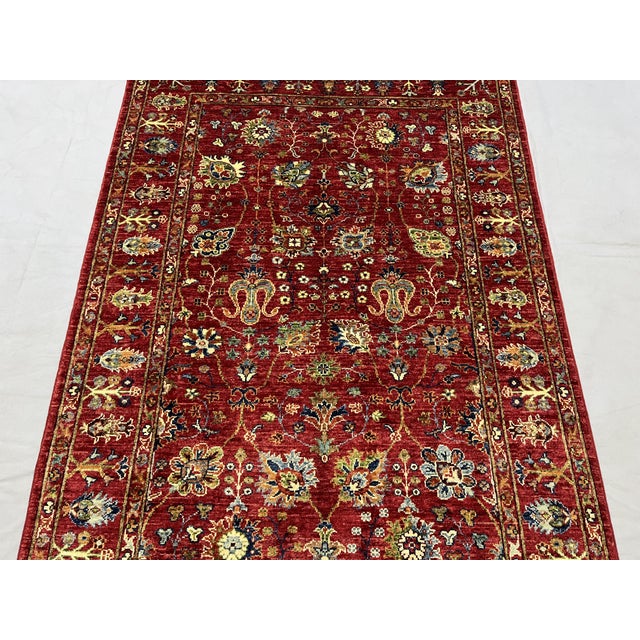 Textile Red Sultani Persian Floral Rug, 4'2" X 6'1" For Sale - Image 7 of 12