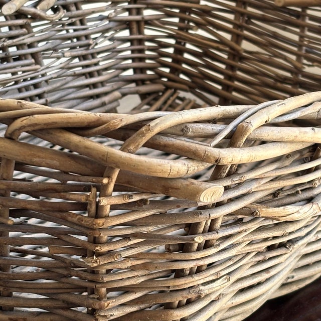 Tan French Country-Style Vintage Twig Basket For Sale - Image 8 of 12