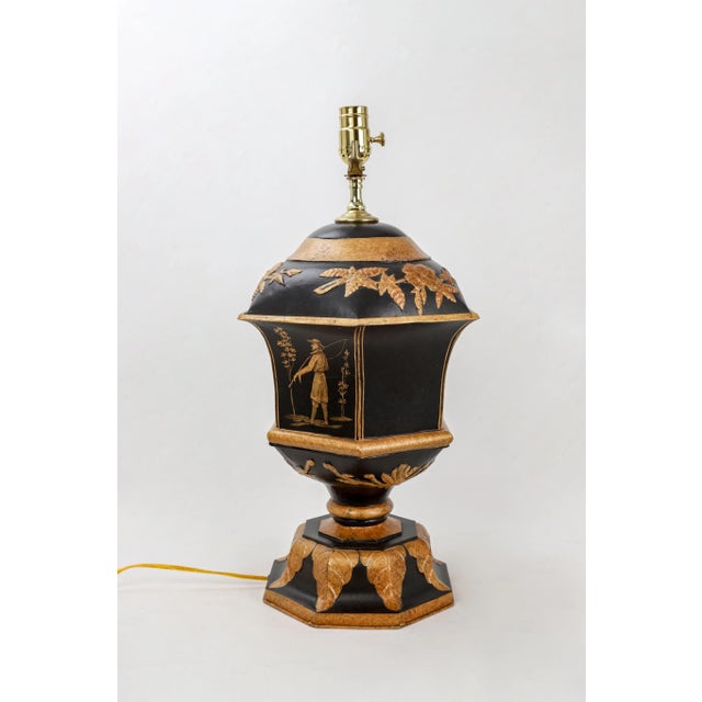 Mid 20th Century Vintage Trophy Lamp With Man Playing Trumpet in Black and Gold Color For Sale - Image 5 of 9