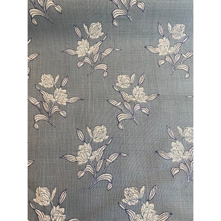 Alice Sergeant Linen Fabric Fleur Sauvage - Blue 3 1/2 Yards For Sale