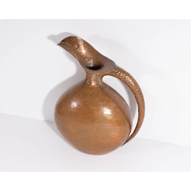 Modern Egidio Casagrande Italian Hammered Copper Pitcher Ewer For Sale - Image 3 of 10