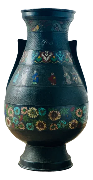 Meiji Champleve Enamel Bronze Vase, 1890s
