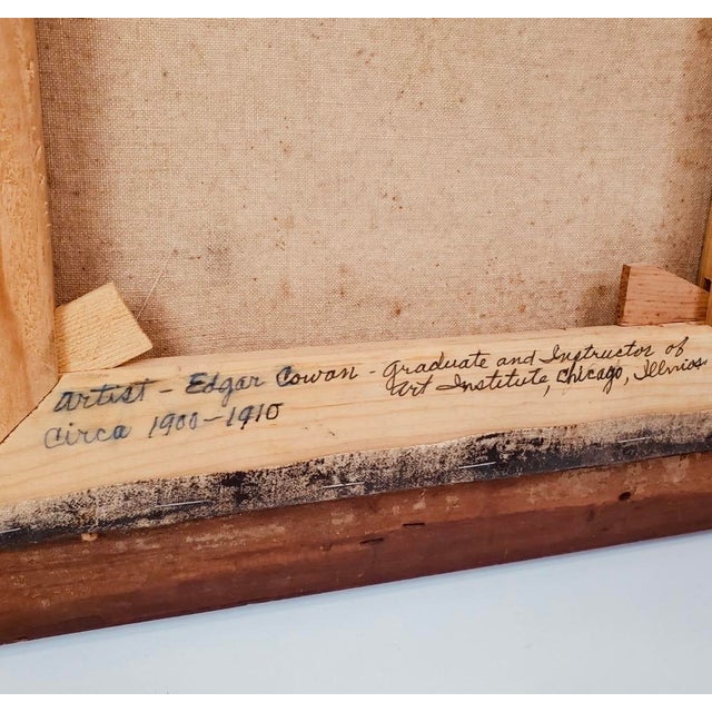 Antique Oil Portrait of a Young Boy in a Straw Hat For Sale - Image 10 of 18