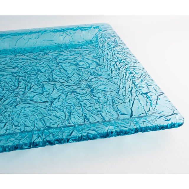 Willy Rizzo Style Ice Effect Turquoise Lucite Barware Serving Tray For Sale - Image 9 of 10