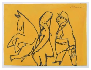 Mino Maccari, The Spouse and the Horse, Pencil Drawing, 1970s