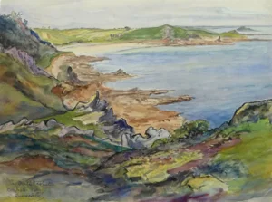 C. Querneville, French Watercolor - Le Guerzit Coastline