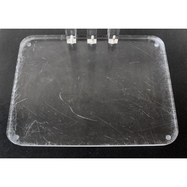 Art Deco Style Cantilevered Lucite End Side Accent Table Gold Brass End Caps Detail For Sale - Image 11 of 12