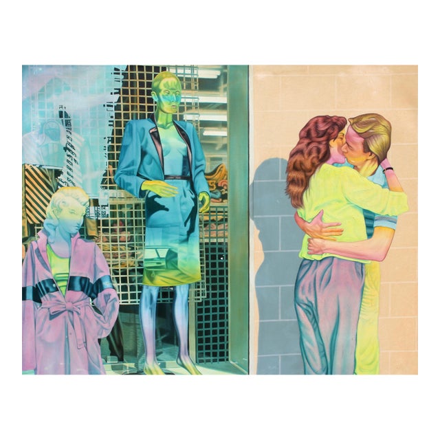 A Kiss, 1983 Signed Oil Painting by Edd Meyers For Sale