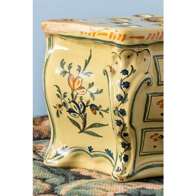 Ceramic 18th Century Faience Yellow and Blue Commode Bough Pot from Nevers For Sale - Image 7 of 11